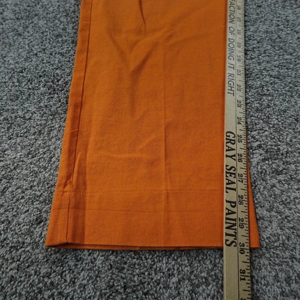 Trust Pants Mens 34X30 Orange Linen Chambray Pleated Chino Dress Trouser Casual
